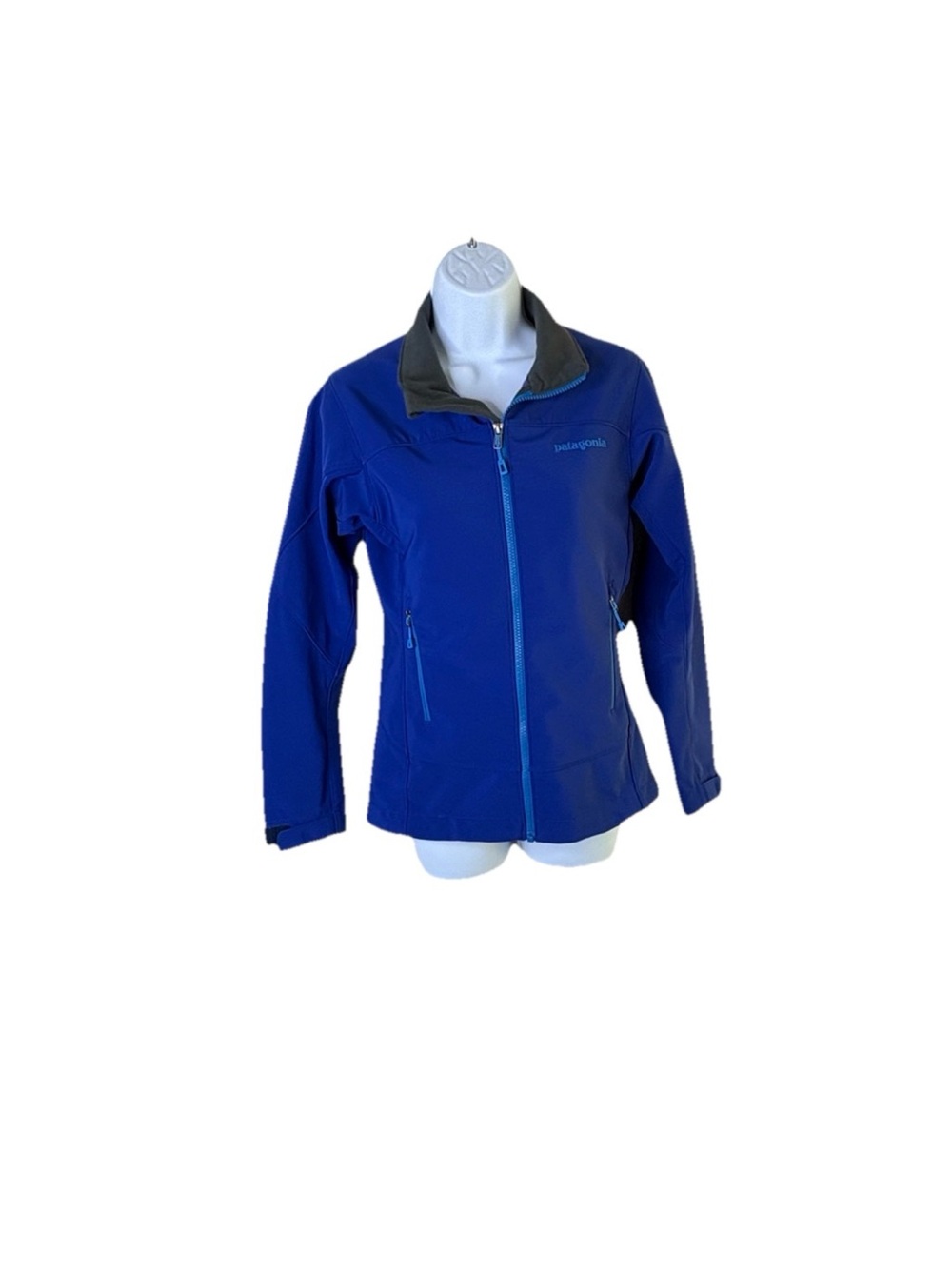 Patagonia Adze Softshell Jacket Cobalt Blue Fleece Lined Zip Coat Flaw Size XS